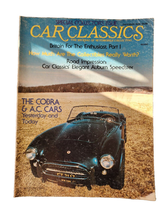 Vtg CAR CLASSICS Magazine December 1976 Special Collectors Issue