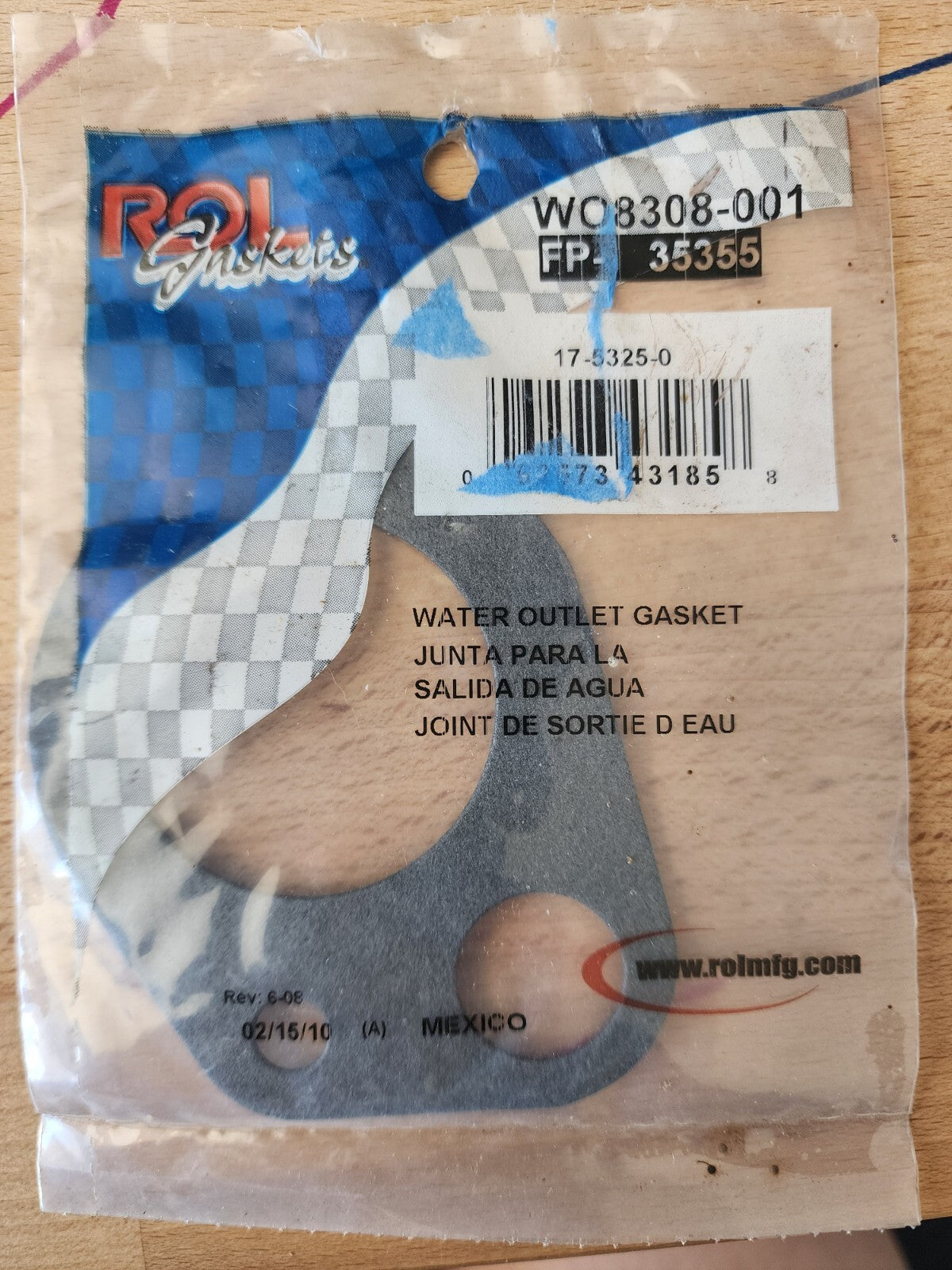WO8221-001 Rol Gaskets Water Outlet Gasket